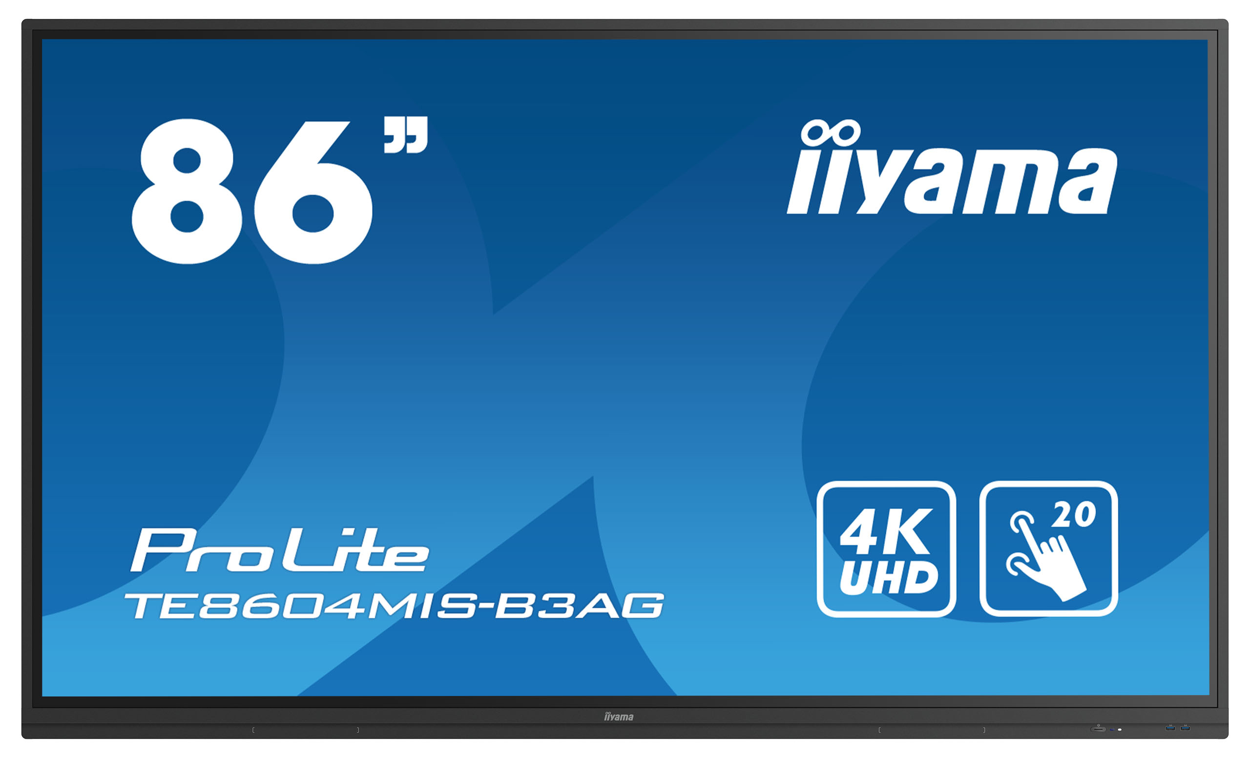 iiyama TE8604MIS-B3AG Signage Display Interactive flat panel 2.18 m (86") Wi-Fi 400 cd/m² 4K Ultra HD Black Touchscreen Built-in processor iiWare 9.0