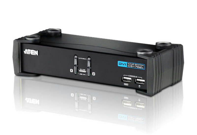 ATEN 2-Port USB DVI KVM Switch with Audio & USB 2.0 Hub (KVM Cables included)