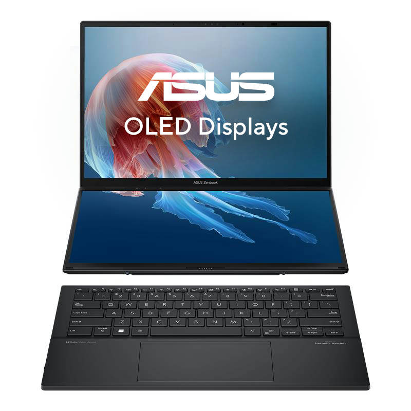 ASUS Zenbook Duo UX8406CA-QL331W Intel Core Ultra 9 285H Hybrid (2-in-1) 35.6 cm (14") Touchscreen WUXGA 32 GB LPDDR5x-SDRAM 1 TB SSD Wi-Fi 7 (802.11be) Windows 11 Home German Grey