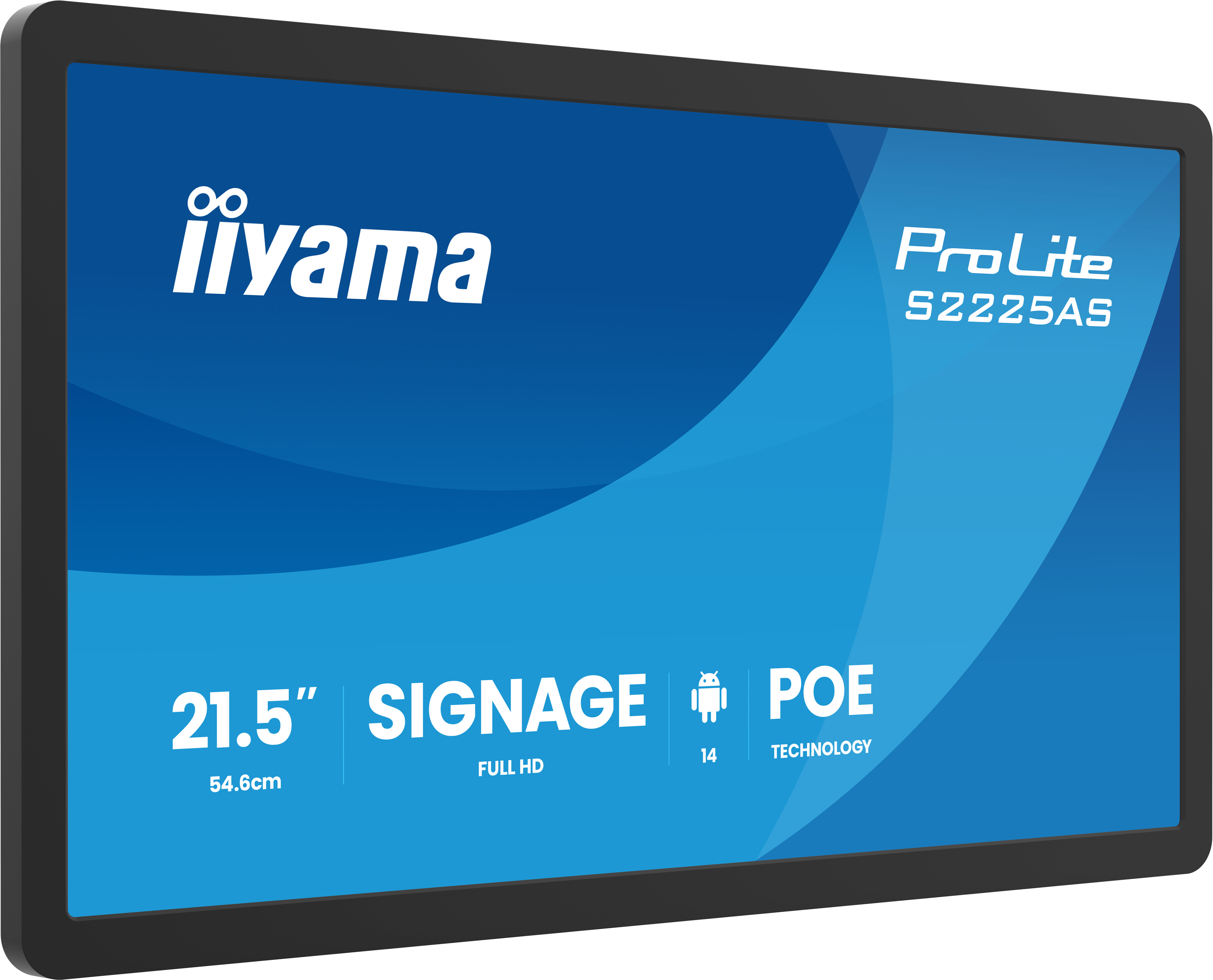 iiyama ProLite S2225AS-B1P Digital signage flat panel 54.6 cm (21.5") LCD Wi-Fi 500 cd/m² Full HD Black Built-in processor Android 24/7