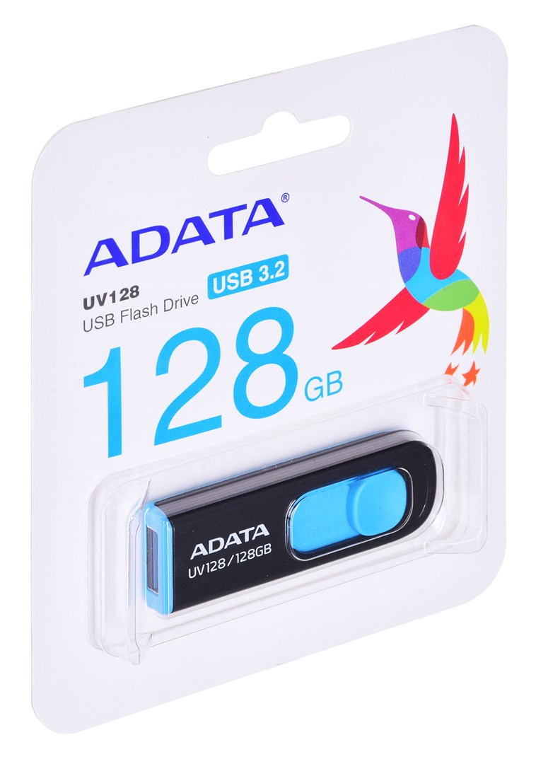 ADATA DashDrive UV128 128GB USB flash drive USB Type-A 3.2 Gen 1 (3.1 Gen 1) Black, Blue