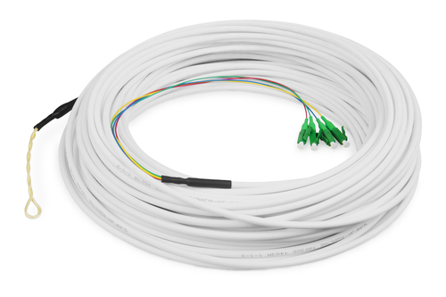 FTTH drop cable, singlemode, 4 fibers, 4 LC/APC, 50 m