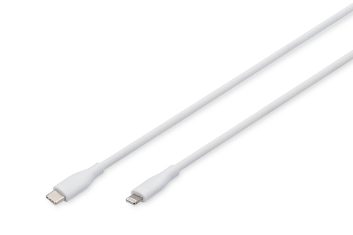 Digitus Lightning silicone connection cable, USB-C - Lightning, 1m, white