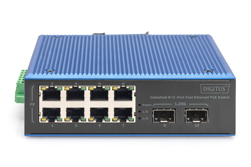 Industrial 8+2 port Fast Ethernet PoE switch