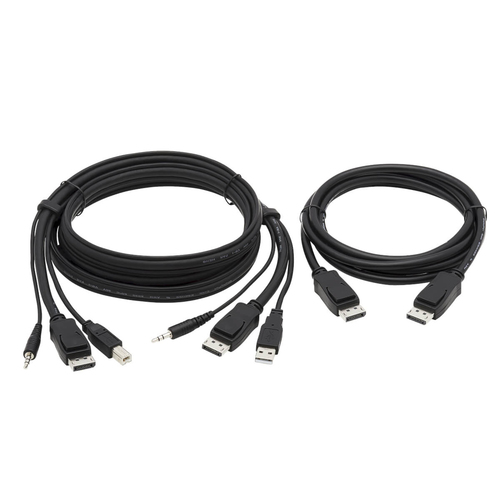 Tripp Lite Dual DisplayPort KVM Cable Kit - DP, USB, 3.5 mm Audio (3xM/3xM) + DP (M/M), 4K, 4:4:4, 6 ft. (1.83 m), Black