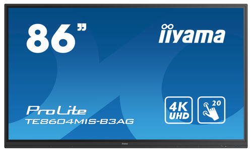 iiyama TE8604MIS-B3AG-REF Signage Display Interactive flat panel 2.17 m (85.6") LED Wi-Fi 400 cd/m² 4K Ultra HD Black Touchscreen Built-in processor Android 9 24/7