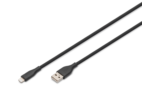 Digitus Lightning silicone connection cable, USB-A - Lightning 0.5m, black