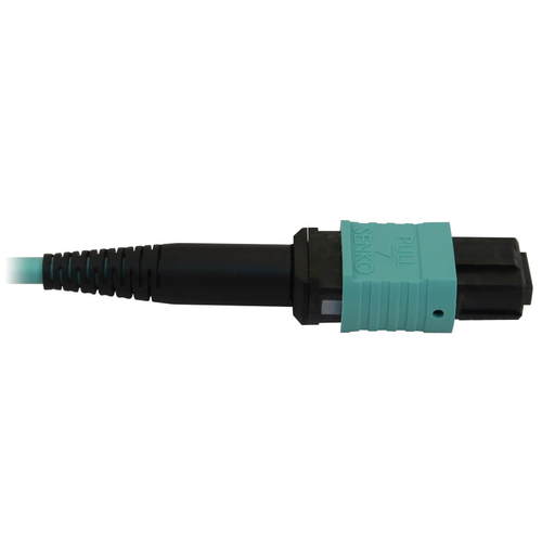 Tripp Lite N844B-01M-12-P 40/100/400G Multimode 50/125 OM3 Fiber Optic Cable (12F MTP/MPO-PC F/F), LSZH, Aqua, 1 m (3.3 ft.)