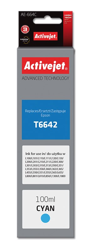 Activejet AE-664C ink (replacement for Epson T6642; Supreme; 100 ml; cyan)