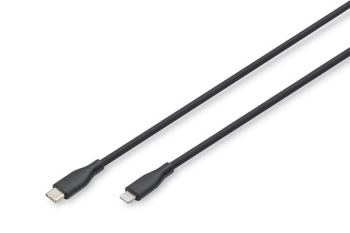 Digitus Lightning silicone connection cable, USB-C - Lightning, 1m, black