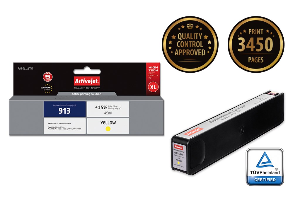 Activejet AH-913YR ink (replacement for HP 913 F6T79AE; Premium; 45 ml; yellow)