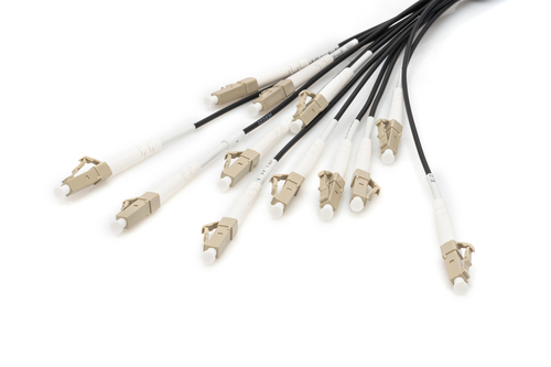 Pre-assembled fiber optic universal breakout cable, multimode OM4, 12 fibres, LC/UPC - LC/UPC