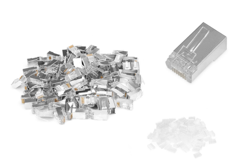 CAT 6 modular plug for round cable, pass through plug - 100 pcs.