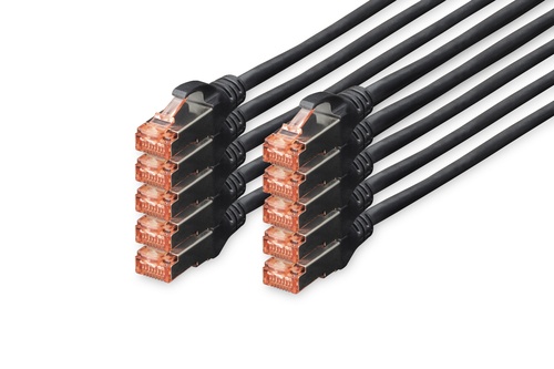 CAT 6 S/FTP patch cable, 10 pieces