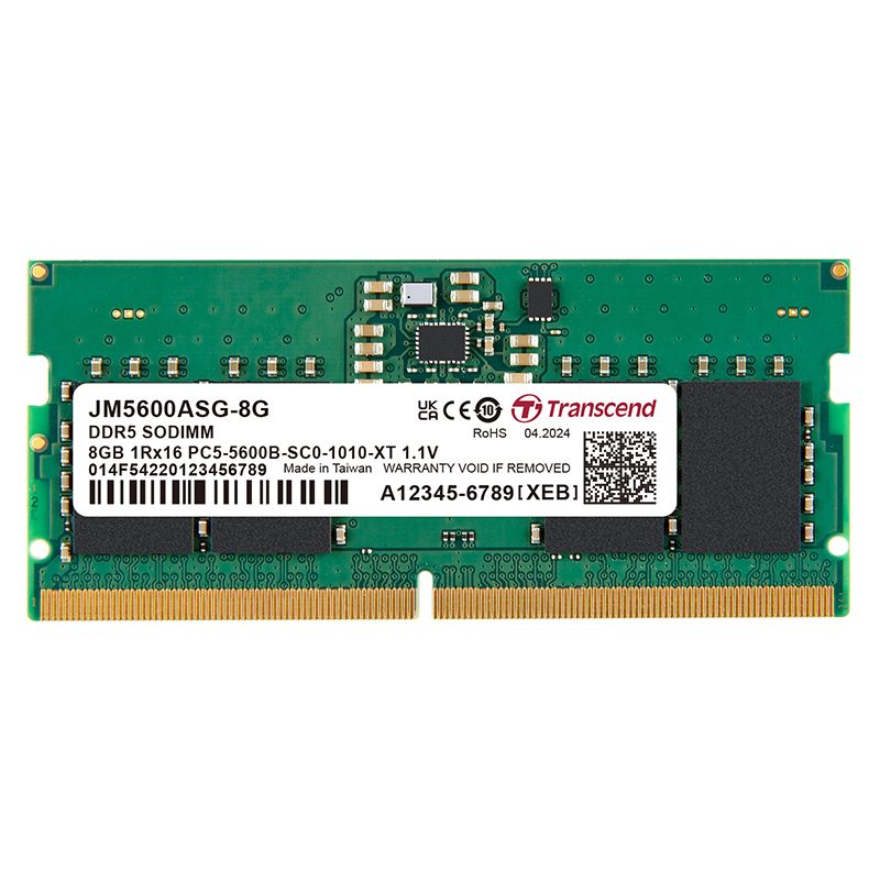 Transcend JetRam JM5600ASG-8G memory module 8 GB 1 x 8 GB DDR5 5600 MT/s 262-pin SO-DIMM