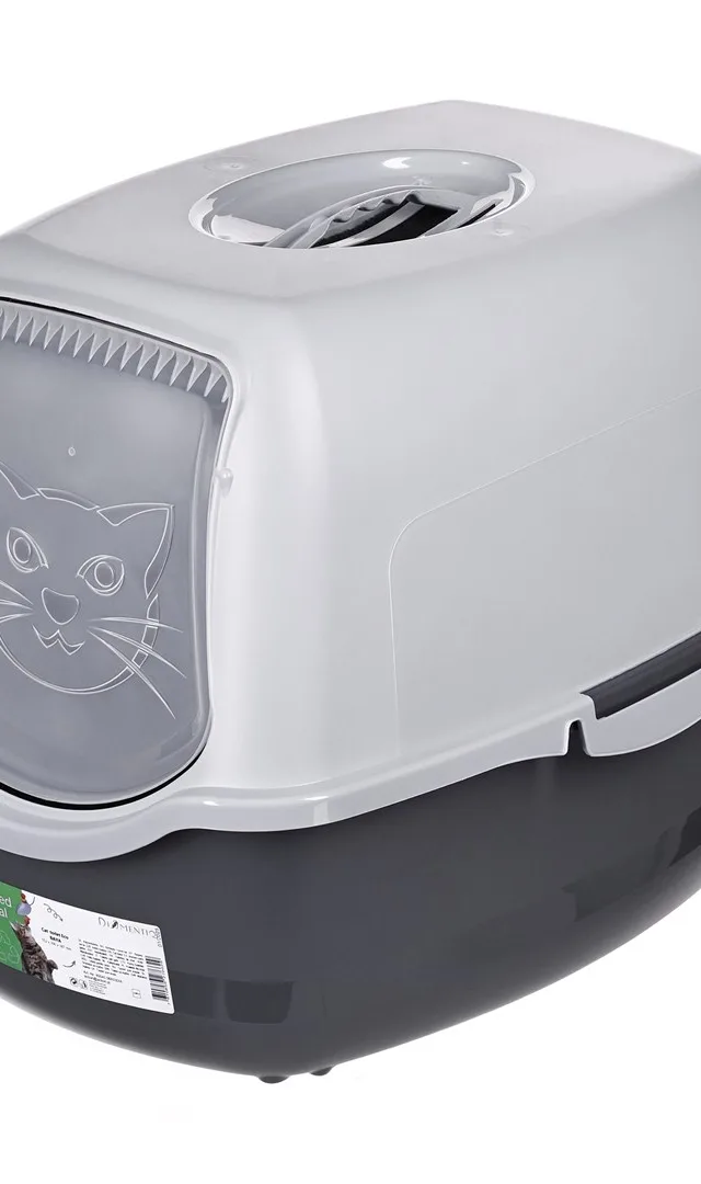 DIAMENTIQ BAYA Light Grey/Dark Grey - Cat Litter Box - 55 5 X 40 X 38 7 Cm