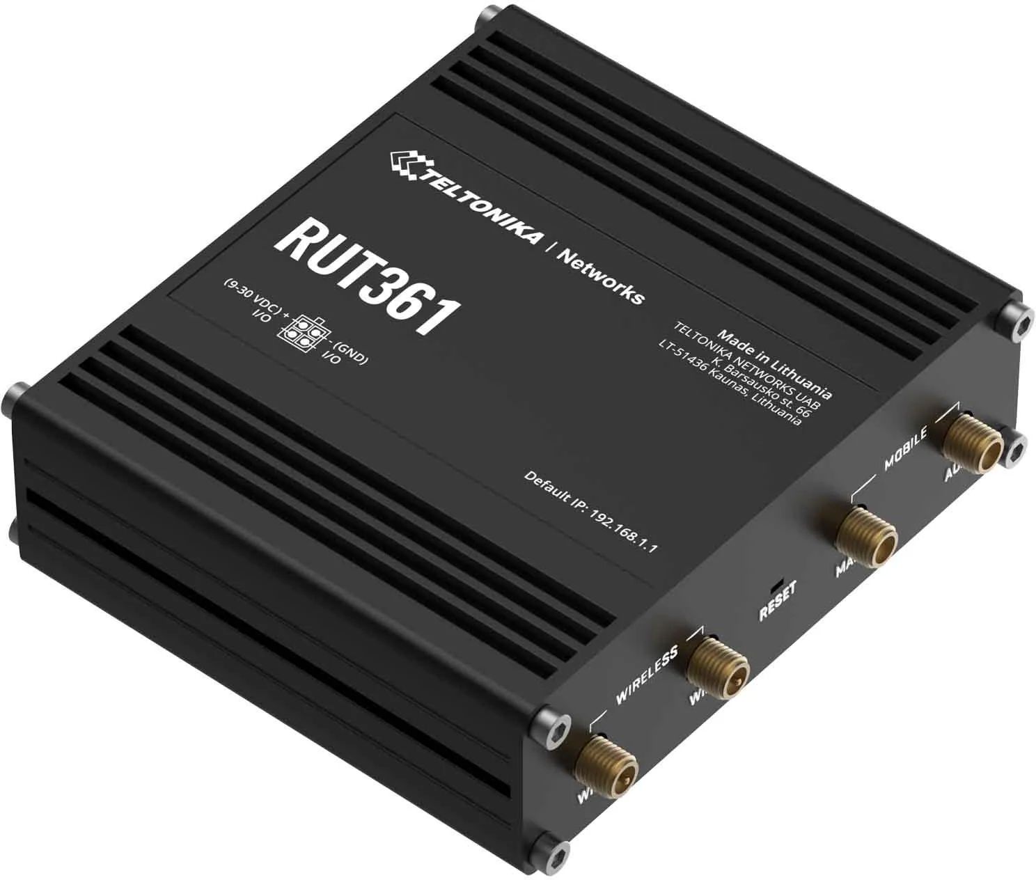 Teltonika Industrial 4G LTE router RUT361 Cat 6 LTE, WiFi 4, 2x RJ45 100Mb/s, IP30