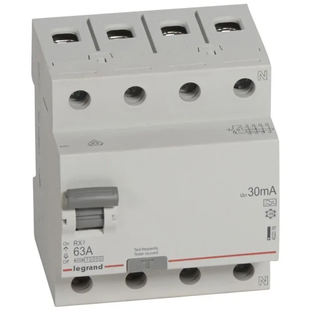Legrand 402076 RX3 Fi-Schalter 63A 4-Polig 30mA Type A 400VAC 4TE
