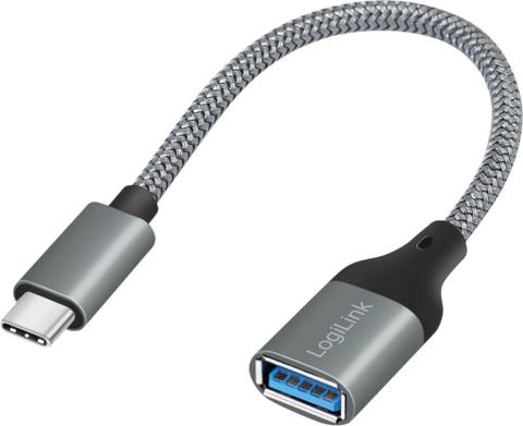 Logilink USB 3.2 Gen1 Type-C Cable, C/M To Micro-USB/M,5Gbps,Nylon,Metal,Black/Silver,1m