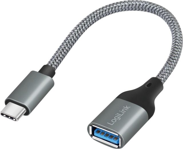 Logilink USB 3.2 Gen1 Type-C Cable, C/M To Micro-USB/M,5Gbps,Nylon,Metal,Black/Silver,1m