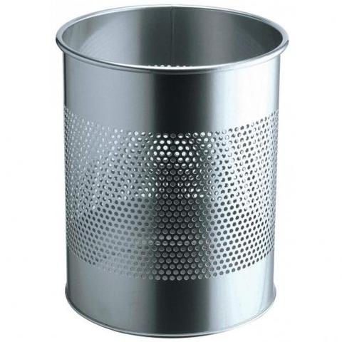 Papierkorb Metall Rund 15L Perforation 165mm Silver
