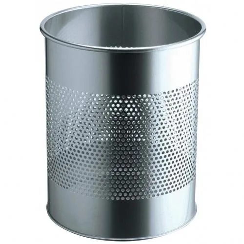 Papierkorb Metall Rund 15L Perforation 165mm Silver