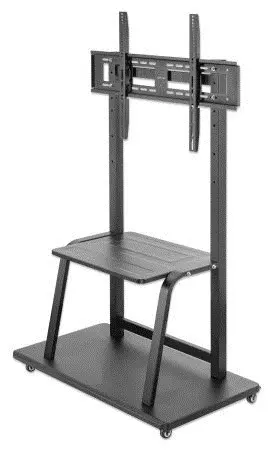 Manhattan Trolley Mount Stand for TV & Monitors, For screens 37" to 100", VESA compatibility: all between 200x200 to 800x600mm - check the dimensions of the four mounting holes on back of screen to ensure it fits, Max 150kg, Height-adjustable to four levels,Bracket