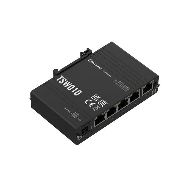 Teltonika TSW010 DIN Rain Switch 5 x Fast Ethernet (10/100) Power over Ethernet (PoE) Black