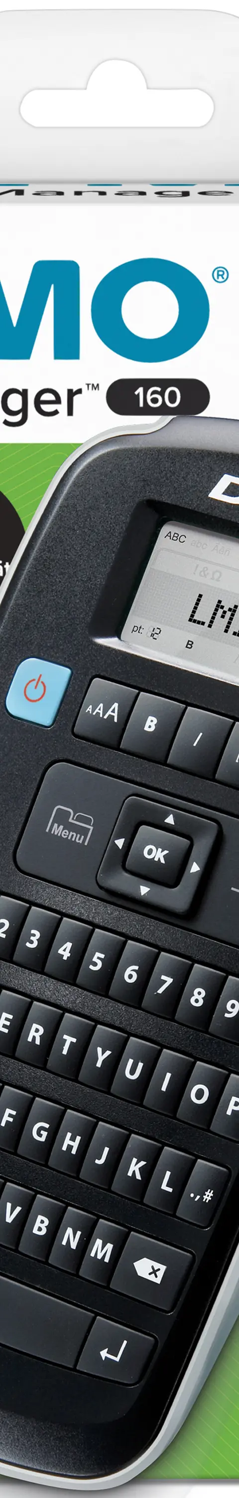 DYMO LabelManager 160 Label Maker | Handheld Label Printer with QWERTY Keyboard | Includes Black & White D1 Label Tape (12mm) | For Home & Office
