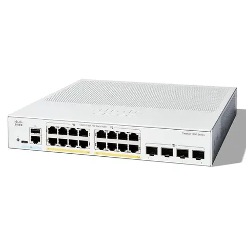 Cisco Catalyst 1300-16P-4X Managed Switch, 16 Port GE, PoE, 4x10GE SFP+, Limited Lifetime Protection (C1300-16P-4X)
