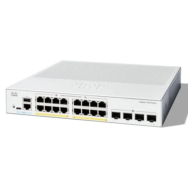 Cisco Catalyst 1300-16P-4X Managed Switch, 16 Port GE, PoE, 4x10GE SFP+, Limited Lifetime Protection (C1300-16P-4X)