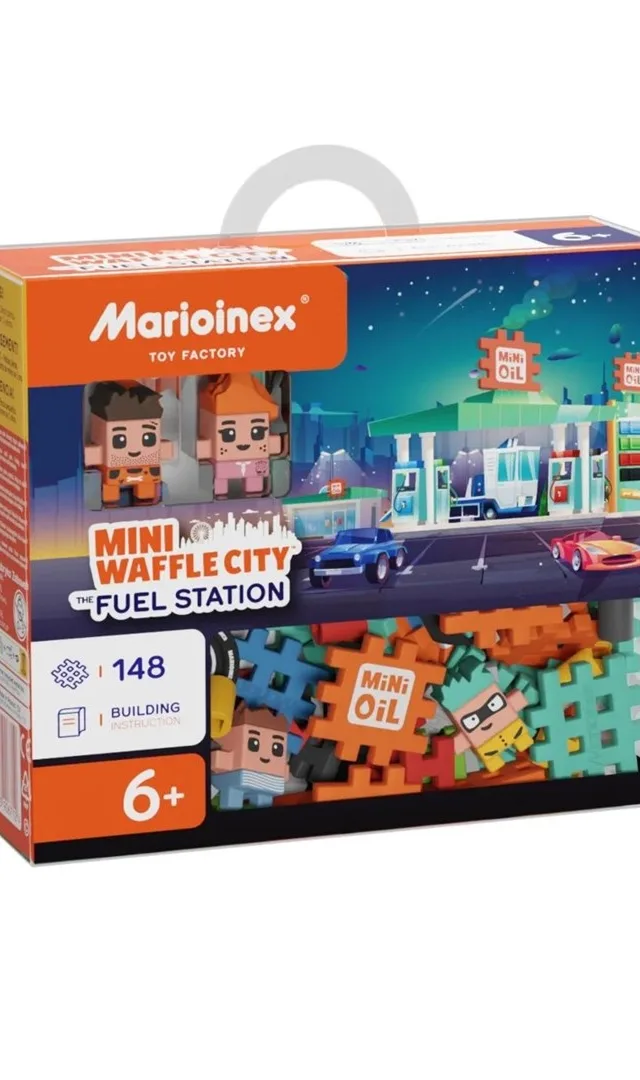MARIOINEX Mini Waffle City Building Blocks Petrol Station 148 Pieces