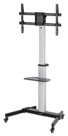 Manhattan Trolley Mount Stand for TV & Monitors, For screens: 37" to 86", -10 to 5° Tilt, 90° Rotation, VESA compatibility: all between 200x200 to 600x400mm - check the dimensions of the four mounting holes on back of screen to ensure it fits, Max 50kg, Bracket
