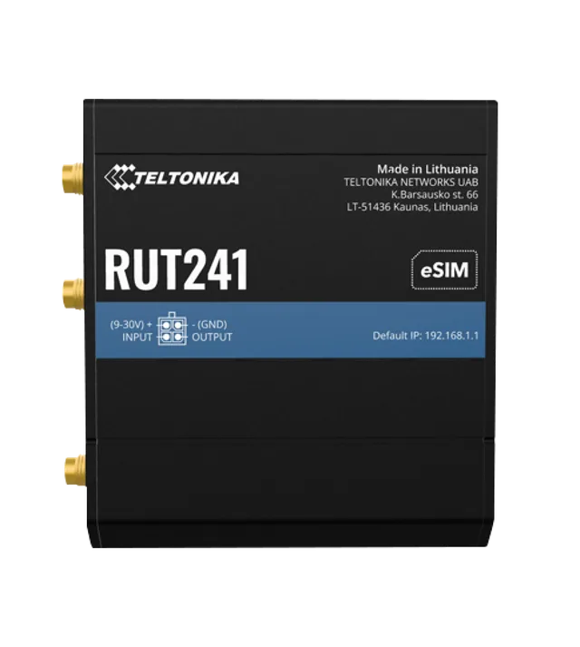 Teltonika RUT241 eSIM | Industrieller 4G-LTE-Router | Cat 4, 2x RJ45 100Mb/s, eSIM Cellular network router