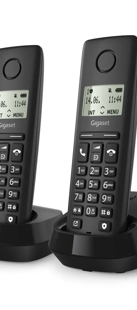 Gigaset PURE 100 Duo Analog/DECT Telephone Caller ID Black
