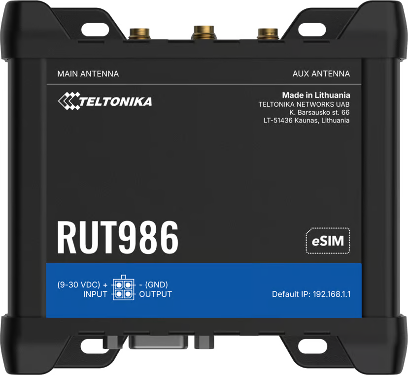 TELTONIKA RUT986 CAT4 LTE Router Dual SIM Und ESIM, RS232/485