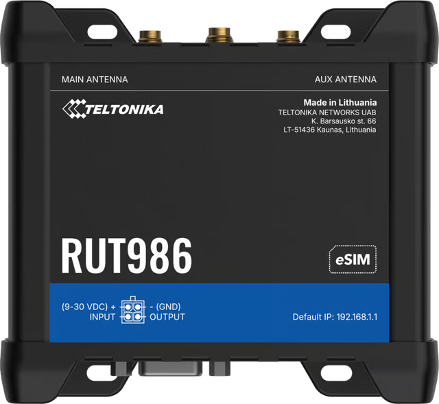 TELTONIKA RUT986 CAT4 LTE Router Dual SIM Und ESIM, RS232/485
