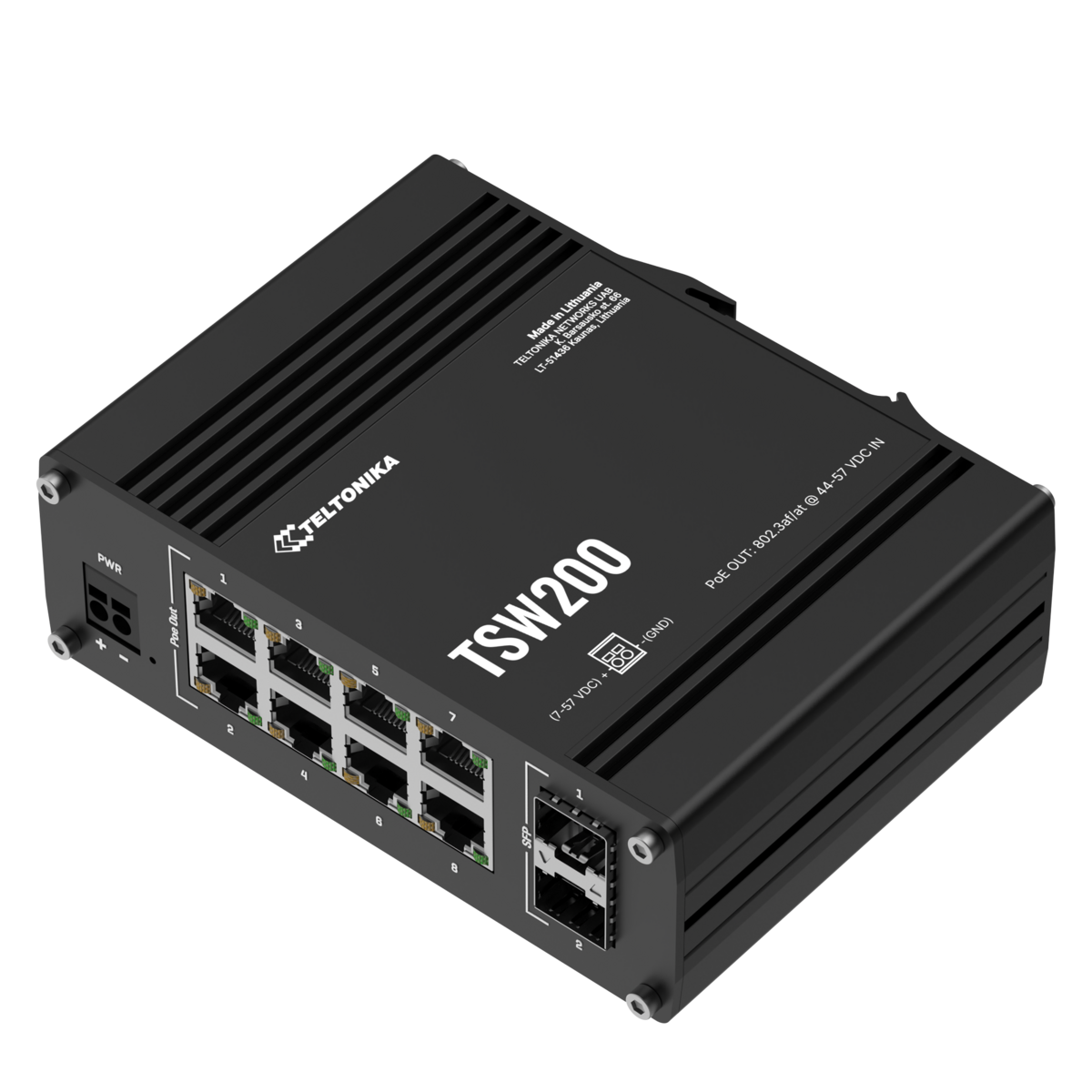 Teltonika TSW200 Unmanaged Gigabit Ethernet (10/100/1000) Power over Ethernet (PoE) Black