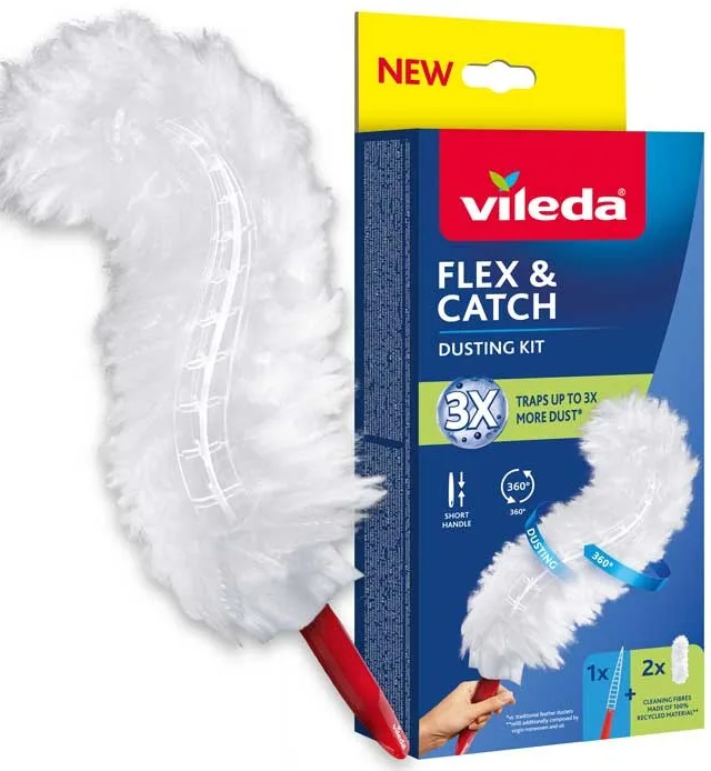 Vileda Dustpan With Short Handle 2 Flex Catch Refills