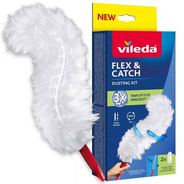 Vileda Dustpan With Short Handle 2 Flex Catch Refills