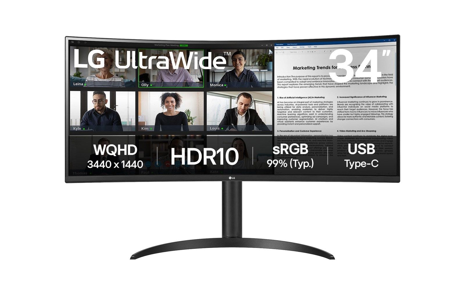 LG 34WR50QK-B computer monitor 86.4 cm (34") 3440 x 1440 pixels Wide Quad HD Black