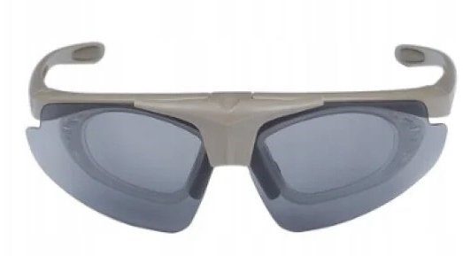 Wosport Tan Shooting Glasses - 3 Interchangeable Visors Strap