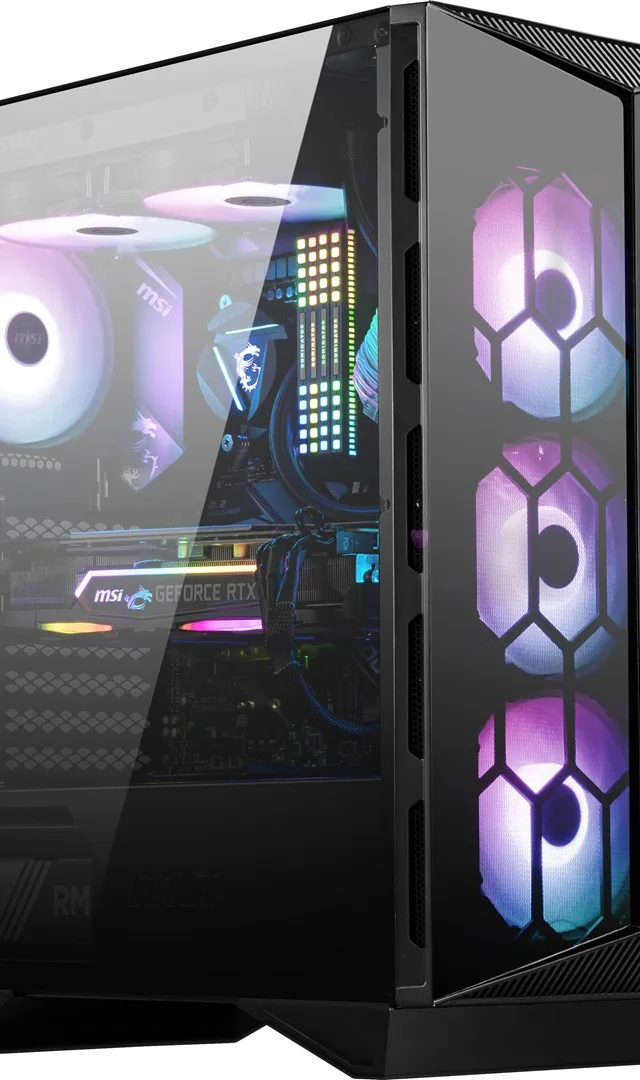 MSI MPG GUNGNIR 110R Mid Tower Gaming Computer Case Black, USB 3.2 Gen2 Type C, 4x 120mm ARGB Fan, Mystic Light Sync, 1 to 6 ARGB Control board, 2x Tempered Glass Panels, ATX, mATX, mini-ITX