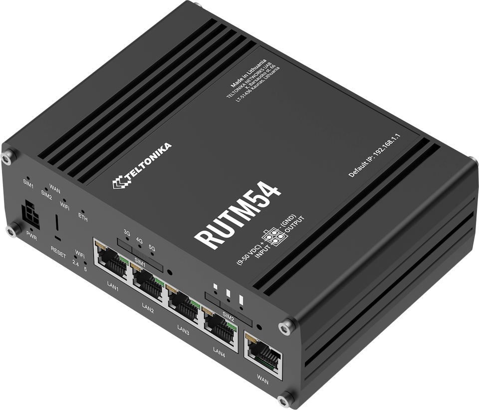 Teltonika RUTM54 wireless router Gigabit Ethernet Dual-band (2.4 GHz / 5 GHz) 5G Black
