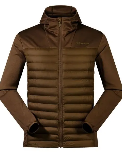 Men'S Berghaus Vaskye Hooded Hybrid Jacket Size L Brown