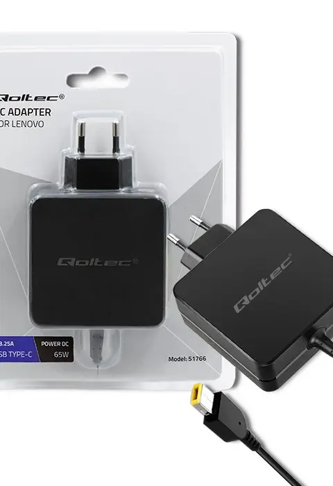 Qoltec 51766 power adapter/inverter Indoor 65 W Black