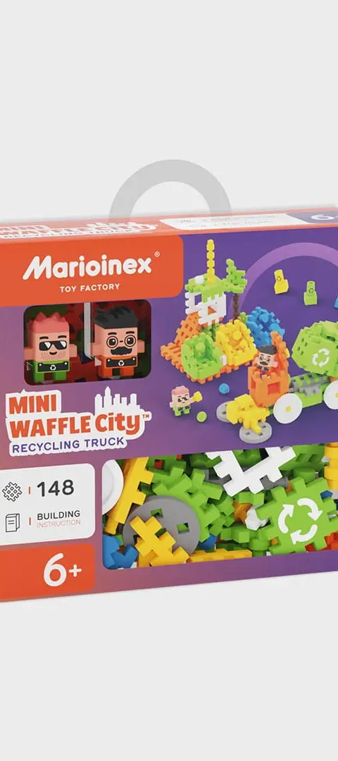 Marioinex Mini Waffle Building Blocks – City: Refuse Collection Truck 148 Pieces