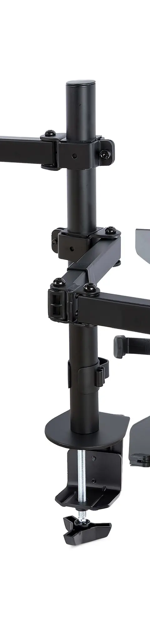 StarTech.com Monitor Arm with VESA Laptop Tray, For a Laptop (4.5kg/9.9lb) and a Single Display up to 32" (8kg/17.6lb), Black, Vented Tray, Adjustable Laptop Arm Mount, C-clamp/Grommet Mount