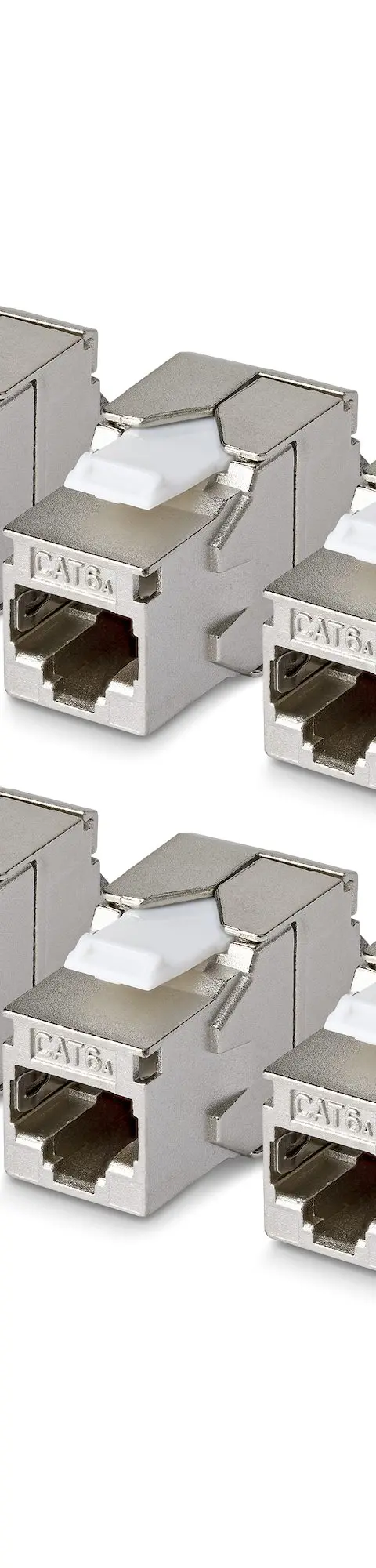 StarTech.com Shielded Cat6a Keystone Jack, 10-Pack RJ45 Ethernet Keystone Jacks, STP Cat6a Wall Jack, 180-Degree Toolless