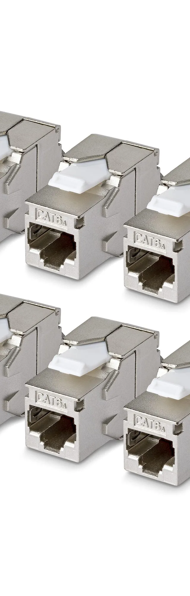 StarTech.com Shielded Cat6a Keystone Jack, 10-Pack RJ45 Ethernet Keystone Jacks, STP Cat6a Wall Jack, 180-Degree Toolless